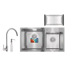 Набір Mixxus SET-7843D-220x1.0-Satin (мийка + змішувач + диспенсер + сушка для посуду) (MX0583)