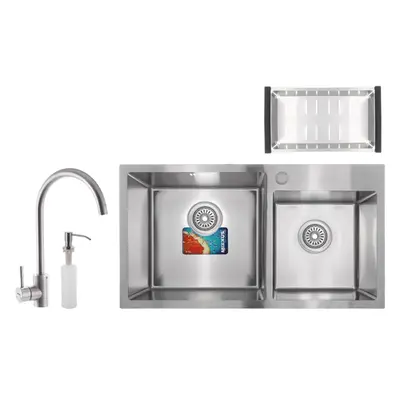 Набор Mixxus SET-7843D-220x1.0-Satin (мойка + смеситель + диспенсер + сушка для посуды) (MX0583)