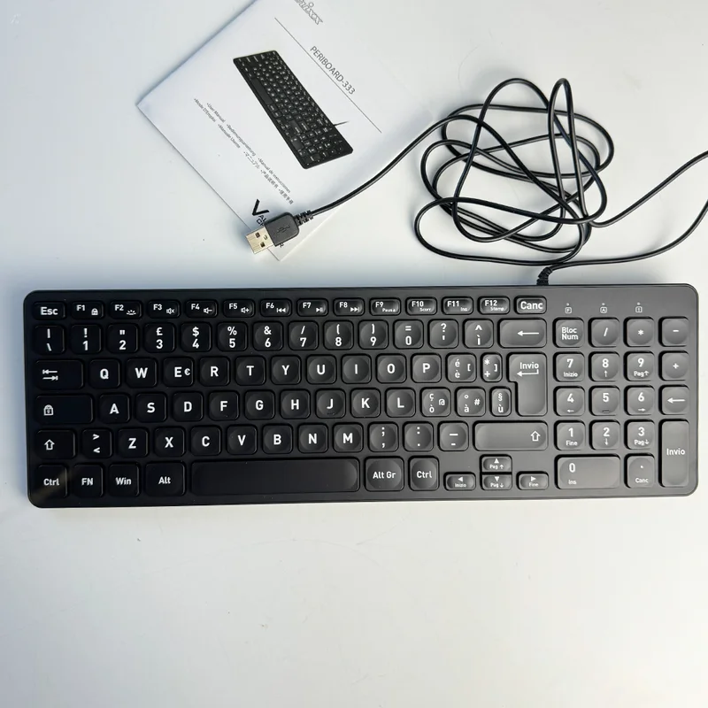 Проводна клавіатура Perixx PERIBOARD-333 з підсвічуванням, usb-кабель, італійська розкладка