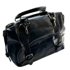 Сумка женская бочонок черная из эко кожи 