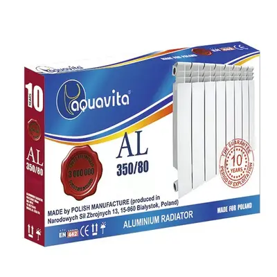 Секция литого радиатора алюминиевого AQUAVITA 350/80, 16 бар