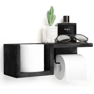Настенная полка-органайзер, держатель для туалетной бумаги, держатель для полотенец, деревянный Roomber