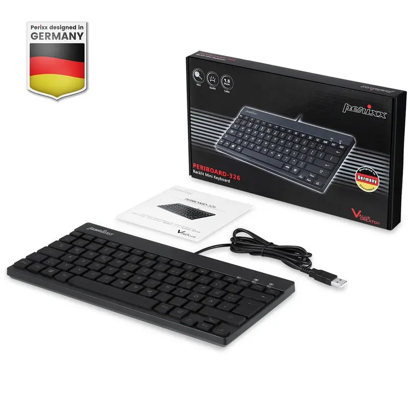 Проводная мини-клавиатура Perixx PERIBOARD-326 с подсветкой, USB-кабель, английская раскладка Проводная мини-клавиатура Perixx PERIBOARD-326 с подсветкой, USB-кабель, английская раскладка