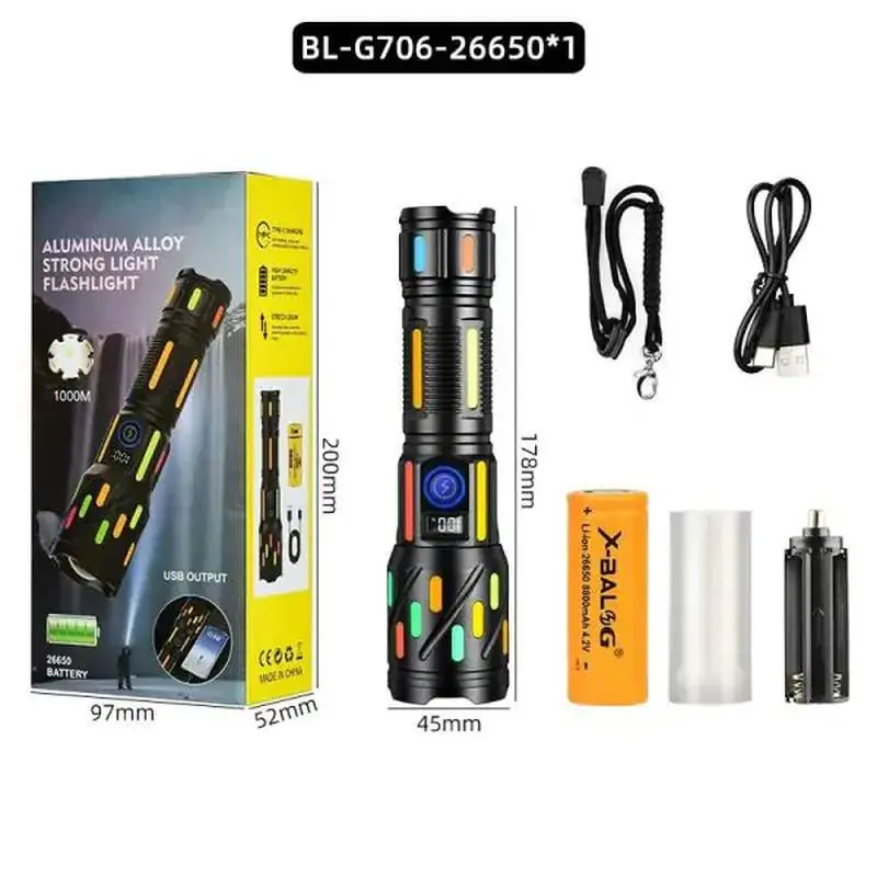 Ліхтар NIGHT VISION FLUORESCENCE CB-G706-TG, 1x26650, power bank, ЗУ Type-C, zoom, Box Ліхтар NIGHT VISION FLUORESCENCE CB-G706-TG, 1x26650, power bank, ЗУ Type-C, zoom, Box