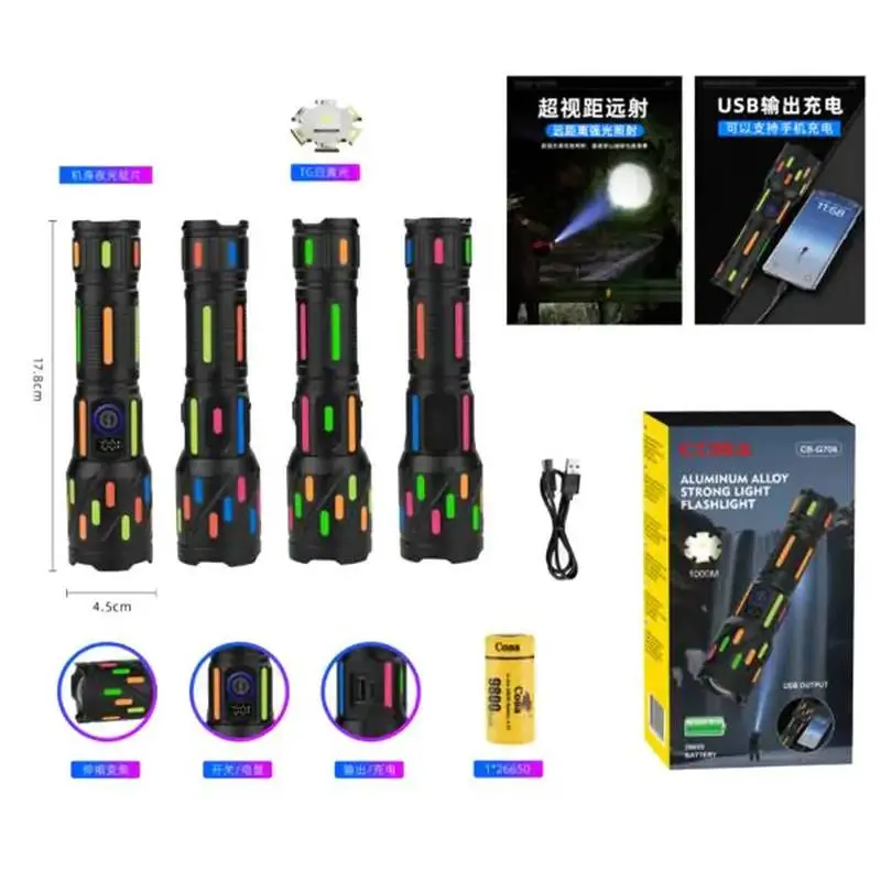 Ліхтар NIGHT VISION FLUORESCENCE CB-G706-TG, 1x26650, power bank, ЗУ Type-C, zoom, Box Ліхтар NIGHT VISION FLUORESCENCE CB-G706-TG, 1x26650, power bank, ЗУ Type-C, zoom, Box