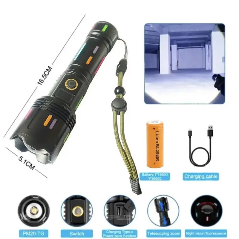 Ліхтар NIGHT VISION FLUORESCENCE G671/G25 WHITE LASER LED PM30-TG, 1х26650/3xAAA, power bank, ЗУ Type-C, zoom, Box Ліхтар NIGHT VISION FLUORESCENCE G671/G25 WHITE LASER LED PM30-TG, 1х26650/3xAAA, power bank, ЗУ Type-C, zoom, Box
