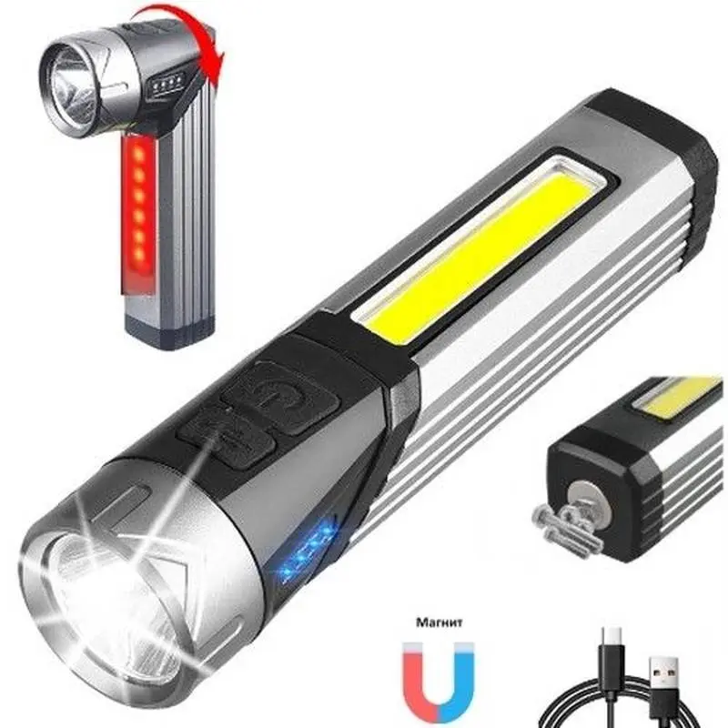 Ліхтар 508-OSL+COB (white+red), Li-Ion акумулятор, поворот на 90º, магніт, ЗУ Type-C, Box Ліхтар 508-OSL+COB (white+red), Li-Ion акумулятор, поворот на 90º, магніт, ЗУ Type-C, Box