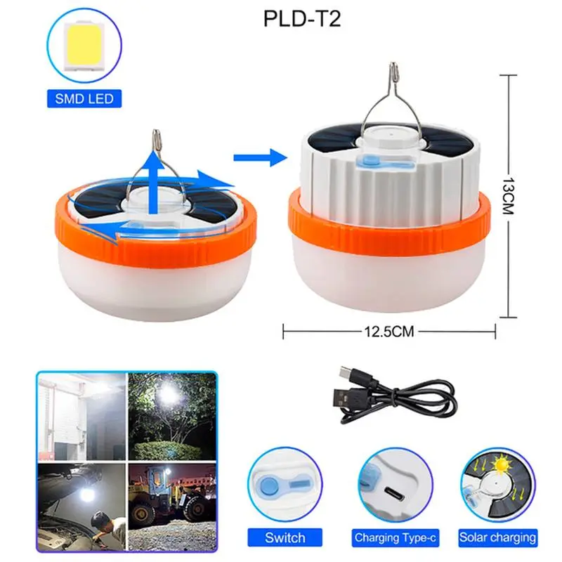 Фонарь кемпинг T2-SMD, Li-Ion аккум., солнечная панель, ЗУ Type-C, крючок Фонарь кемпинг T2-SMD, Li-Ion аккум., солнечная панель, ЗУ Type-C, крючок