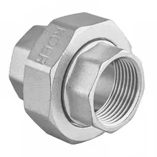 Згін-американка 1/2" KOER KR.345, розбірний, прямий, латунь нікельована, внутрішній-внутрішній