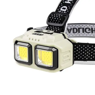 Фонарь налобный HX-816M-2COB(White+Red) CAMOUFLAGE, Waterproof, 1x18650, ЗП Type-C, Box