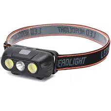 Фонарь налобный KX-215-LED+2COB, 1x18650, ЗП Type-C, Box