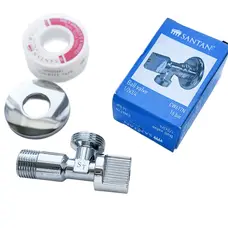 Комплект кран кутовий кульовий 1/2''х 3/4'' з фум стрічкою SANTAN