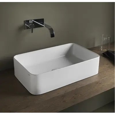 Раковина накладная без перелива, Semplice, 60 x 37 см, белый матовый + донный клапан