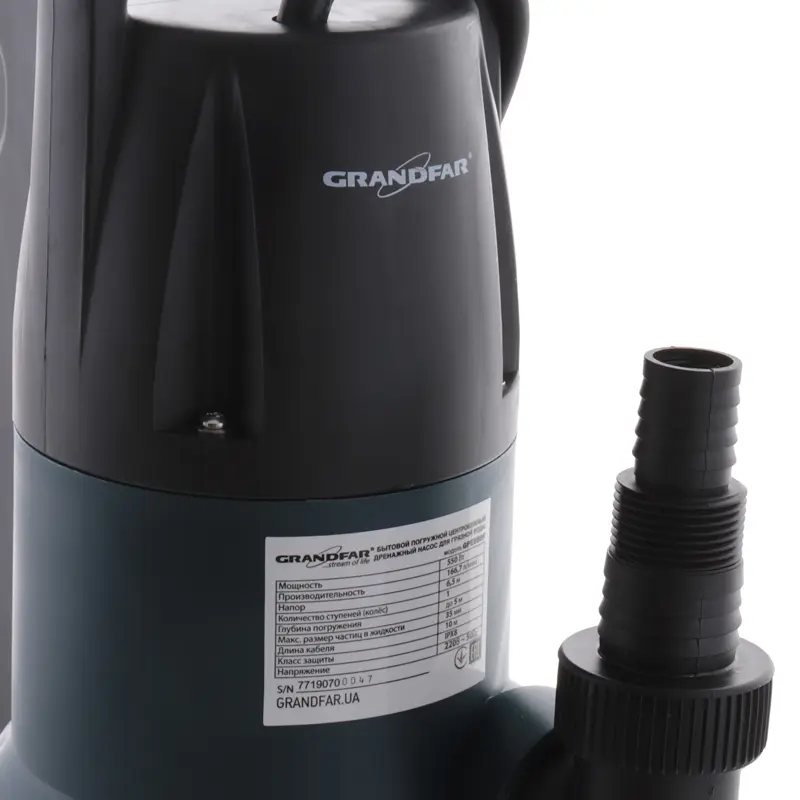 Дренажний насос для брудної води (з електр. вимик.) GRANDFAR GPE550F (GF1088) Дренажний насос для брудної води (з електр. вимик.) GRANDFAR GPE550F (GF1088)