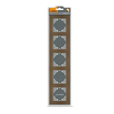 Рамка шоколадний алюміній на 5 місць горизонтальна VIDEX BINERA