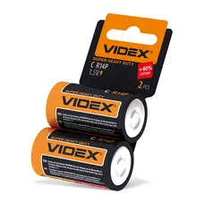 Солевой элемент Videx R14P/C 2 шт. SHRINK CARD