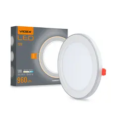 Встраиваемый светильник с декоративной подсветкой VIDEX DL4R 12W+4W 5000K+2700K 220V