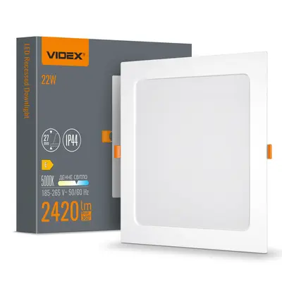 LED світильник Back вбудований квадрат VIDEX 22W 5000K