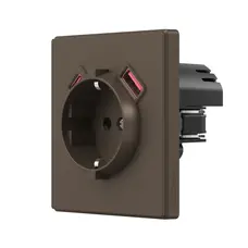 Розетка одинарна із заземленням USB-A+C 20W мокко VIDEX NOTA (VF-NT-SK1GUC-BR)