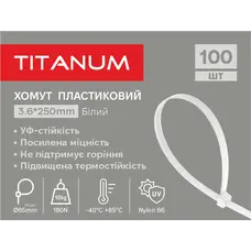Хомут пластиковый 3.6x250мм 100шт УФ PA6.6 белый (TF-PH3625-W) TITANUM