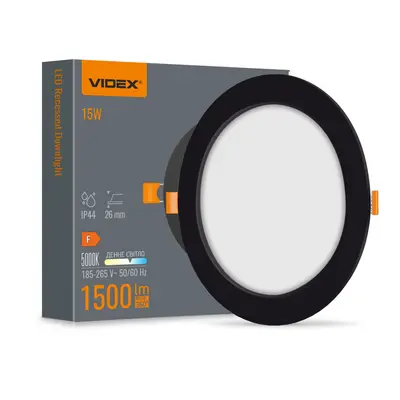 Светильник LED Back встраиваемый круглый VIDEX 15W 5000K Черный