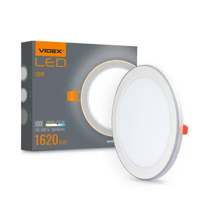 Встраиваемый светильник с LED-декоративной подсветкой VIDEX DL4R 18W+6W 5000K+2700K 220V