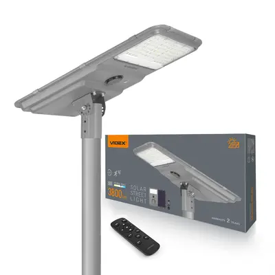 LED ліхтар вуличний автономний VIDEX 3800Lm 5000K (VL-SLSO-092-S)