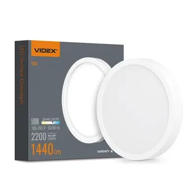 Светильник LED круглый накладной VIDEX 18W 5000K Белый
