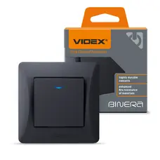 Однокнопочный выключатель с подсветкой черный графит VIDEX BINERA