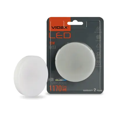 Светодиодная лампа VIDEX GX53 12W 3000K 220V