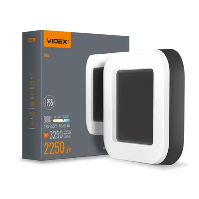 Светильник LED ART IP65 квадратный VIDEX 30W 5000K Черный