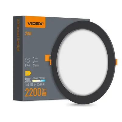Светильник LED Back встраиваемый круглый VIDEX 20W 5000K Черный