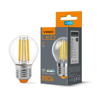 Светодиодная лампа VIDEX Filament G45F 6W E27 3000K