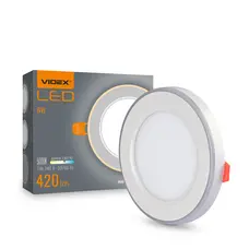 Встраиваемый LED-светильник с декоративной подсветкой VIDEX DL4R 6W+3W 5000K+2700K 220В