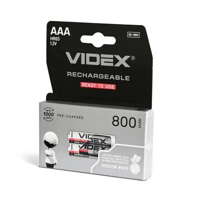 Аккумуляторы Videx HR03/AAA 800mAh double blister/2шт