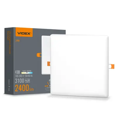 LED світильник безрамковий квадратний VIDEX 24W 4100K