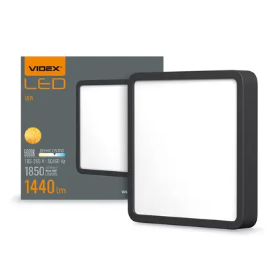 Светильник LED накладной квадратный VIDEX 18W 5000K Черный