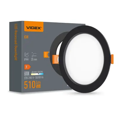 Светильник LED Back встраиваемый круглый VIDEX 6W 5000K Черный