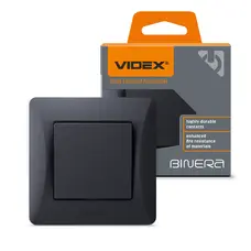 Переключатель одноклавишный промежуточный черный графит VIDEX BINERA