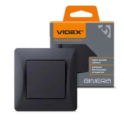 Переключатель одноклавишный промежуточный черный графит VIDEX BINERA