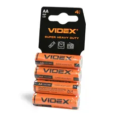 Солевой элемент Videx R6P/AA, 4 шт., SHRINK CARD
