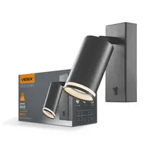 Светильник VIDEX под лампу GU10 SPF05E настенный с кнопкой черный