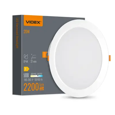 Светильник LED Back встраиваемый круглый VIDEX 20W 5000K