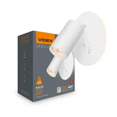 Светильник VIDEX под лампу GU10 настенный с подсветкой и кнопкой, белый (VL-SPF24E-W)