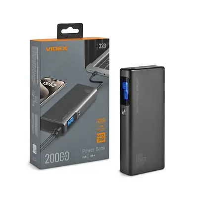 Павербанк 20000mAh VIDEX VPB-323 130W PD100W +Display