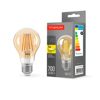 Светодиодная лампа TITANUM Filament A60 7W E27 2200K бронза