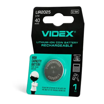 Акумулятор літієвий Videx LIR2025 1шт BLISTER CARD