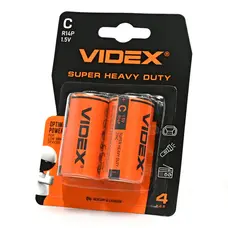 Батарейка солевая VIDEX R14P/C 2шт BLISTER
