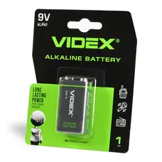 Батарейка щелочная Videx 6LR61/9V (Крона) 1шт BLISTER