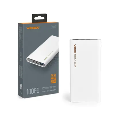 Пауэрбанк 10000 мАч VIDEX VPB-310 22.5 Вт, белый